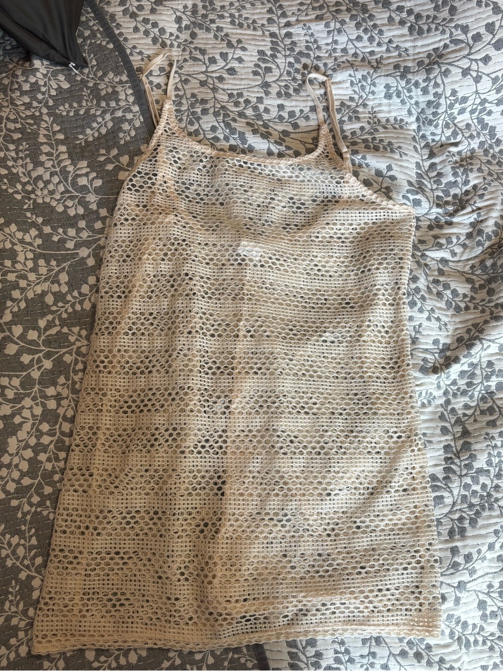 wild fable Beige Crochet Camisole Slip Dress